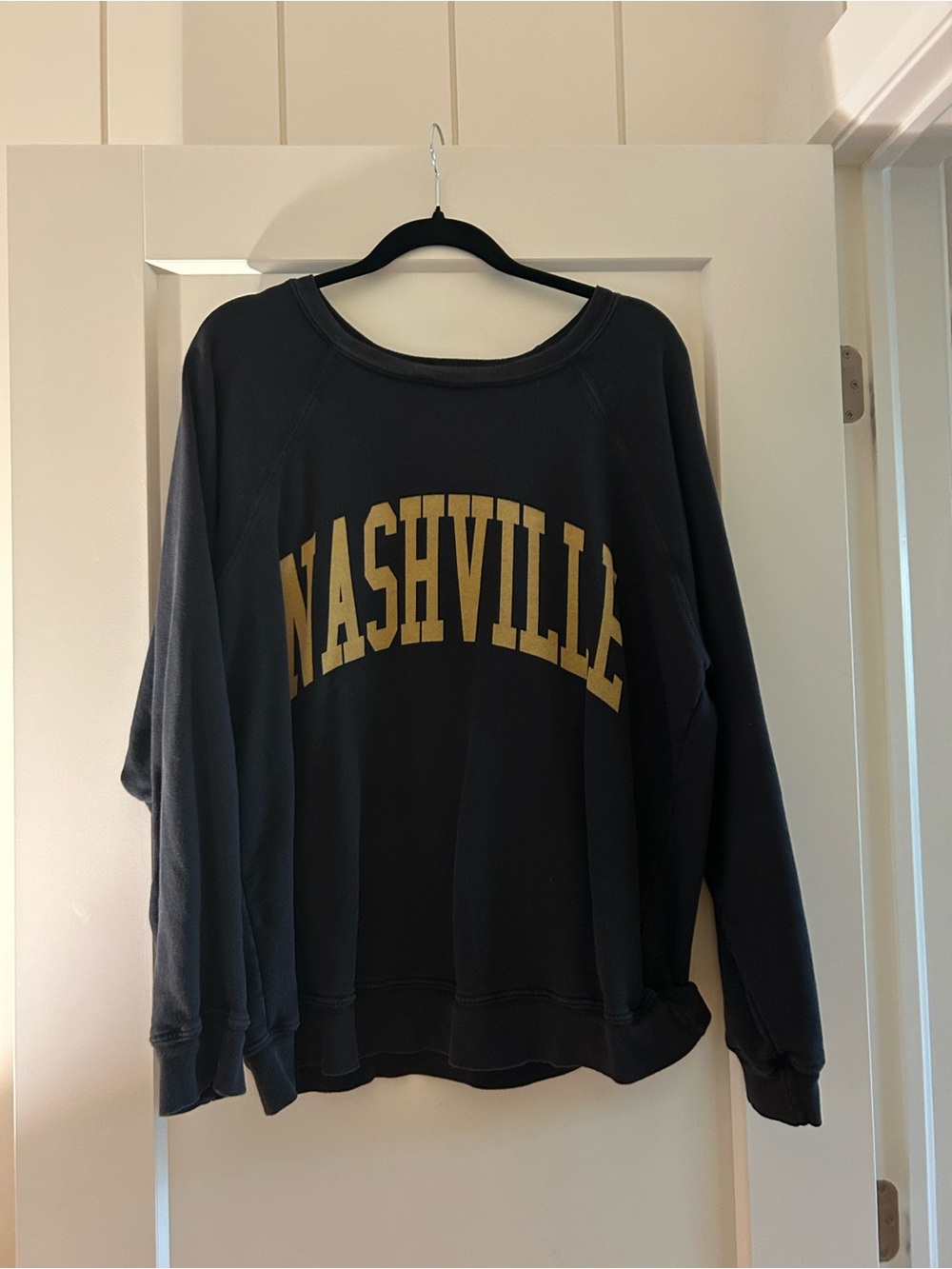 Nashville Graphic Crewneck Sweater - Black with Gold Print